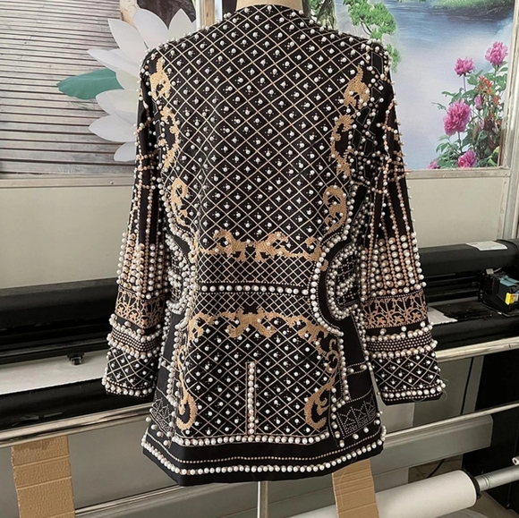 Blazer For Women V Neck Long Sleeve Flares Colorblock Blazers Female - Picture 4 of 16